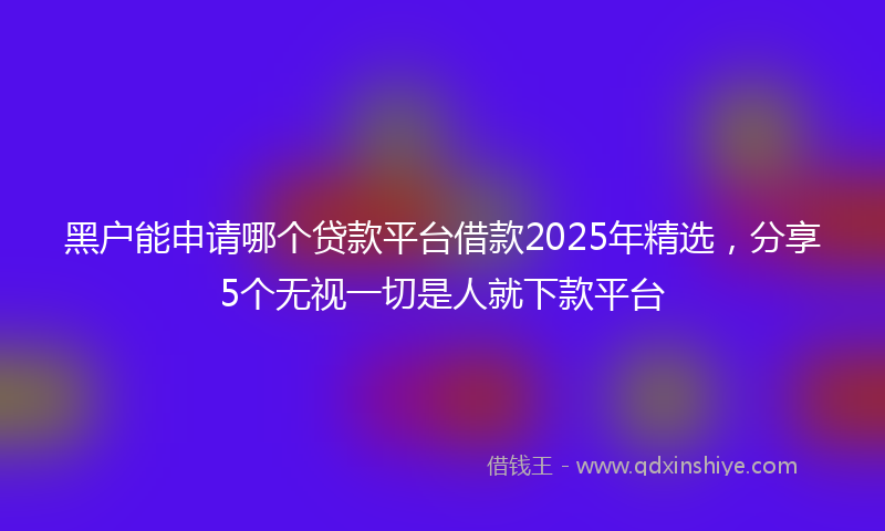 黑户能申请哪个贷款平台借款2025年精选，分享5个无视一切是人就下款平台