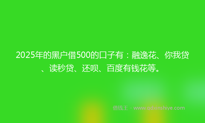 2025年的黑户借500的口子有：融逸花、你我贷、读秒贷、还呗、百度有钱花等。