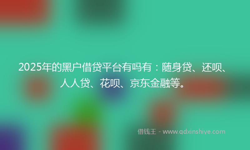 2025年的黑户借贷平台有吗有：随身贷、还呗、人人贷、花呗、京东金融等。