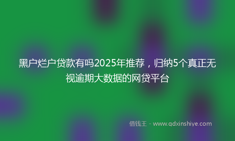 黑户烂户贷款有吗2025年推荐，归纳5个真正无视逾期大数据的网贷平台