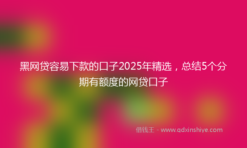 黑网贷容易下款的口子2025年精选，总结5个分期有额度的网贷口子