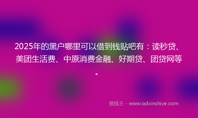 2025年的黑户哪里可以借到钱贴吧有：读秒贷、美团生活费、中原消费金融、好期贷、团贷网等。