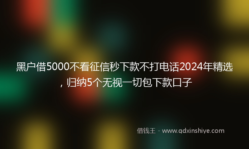 黑户借5000不看征信秒下款不打电话2024年精选，归纳5个无视一切包下款口子