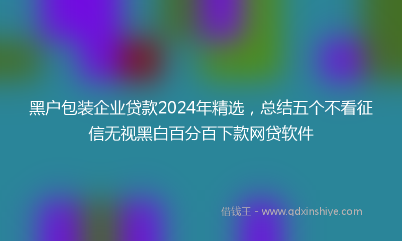 黑户包装企业贷款2024年精选，总结五个不看征信无视黑白百分百下款网贷软件