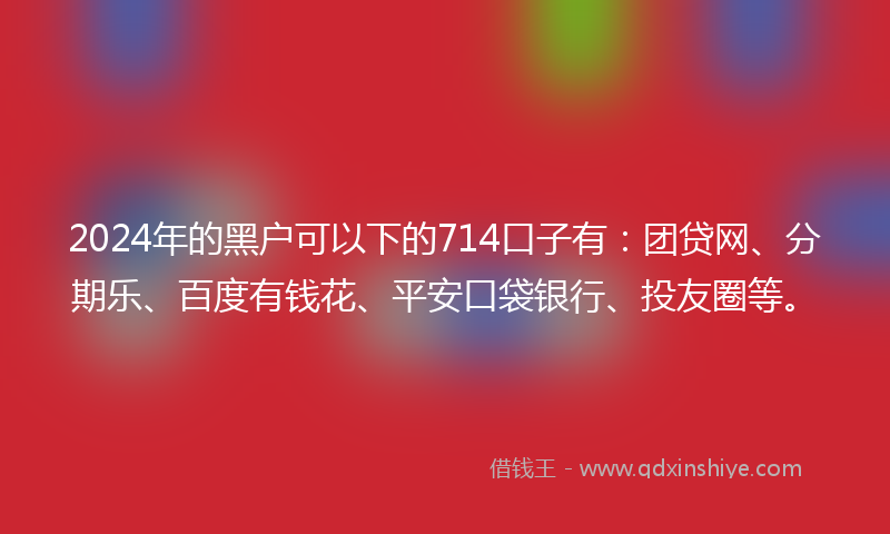 2024年的黑户可以下的714口子有：团贷网、分期乐、百度有钱花、平安口袋银行、投友圈等。