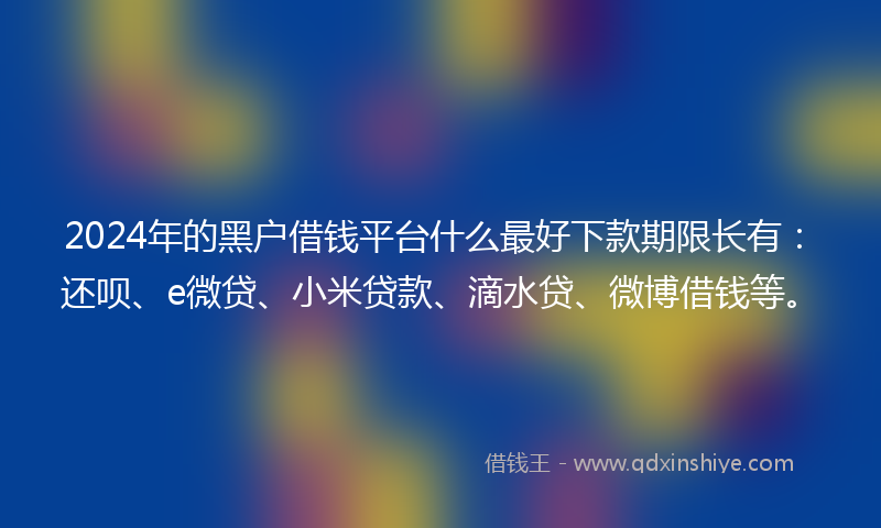 2024年的黑户借钱平台什么最好下款期限长有：还呗、e微贷、小米贷款、滴水贷、微博借钱等。