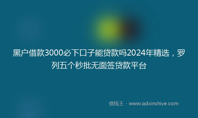 黑户借款3000必下口子能贷款吗2024年精选，罗列五个秒批无面签贷款平台