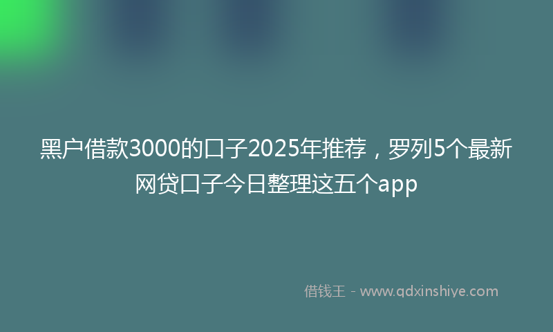 黑户借款3000的口子2025年推荐，罗列5个最新网贷口子今日整理这五个app