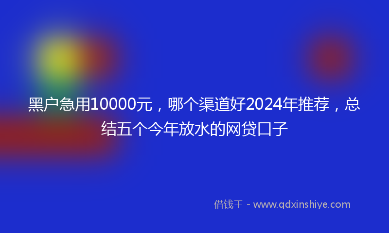 黑户急用10000元，哪个渠道好2024年推荐，总结五个今年放水的网贷口子
