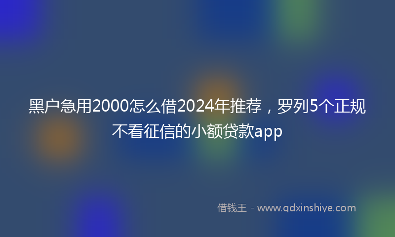 黑户急用2000怎么借2024年推荐，罗列5个正规不看征信的小额贷款app