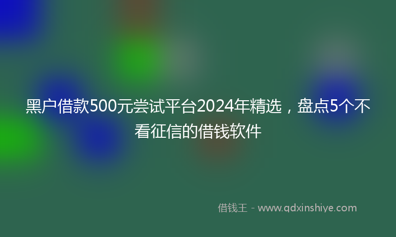 黑户借款500元尝试平台2024年精选，盘点5个不看征信的借钱软件