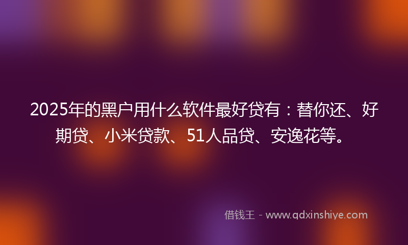 2025年的黑户用什么软件最好贷有：替你还、好期贷、小米贷款、51人品贷、安逸花等。
