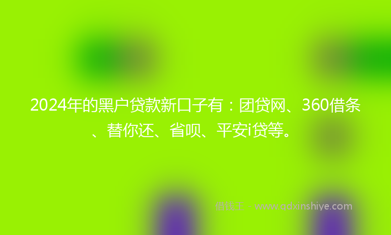 2024年的黑户贷款新口子有：团贷网、360借条、替你还、省呗、平安i贷等。