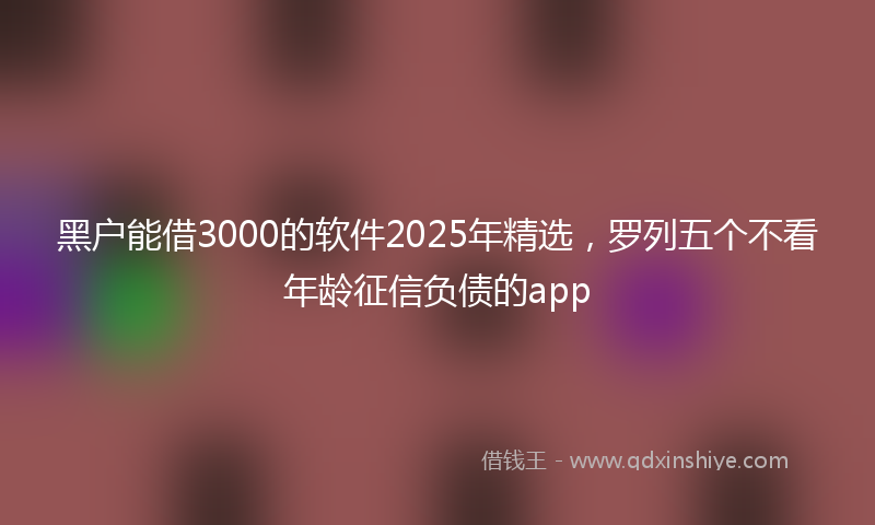 黑户能借3000的软件2025年精选，罗列五个不看年龄征信负债的app