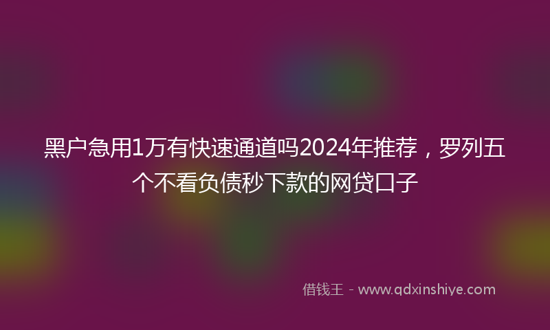 黑户急用1万有快速通道吗2024年推荐，罗列五个不看负债秒下款的网贷口子