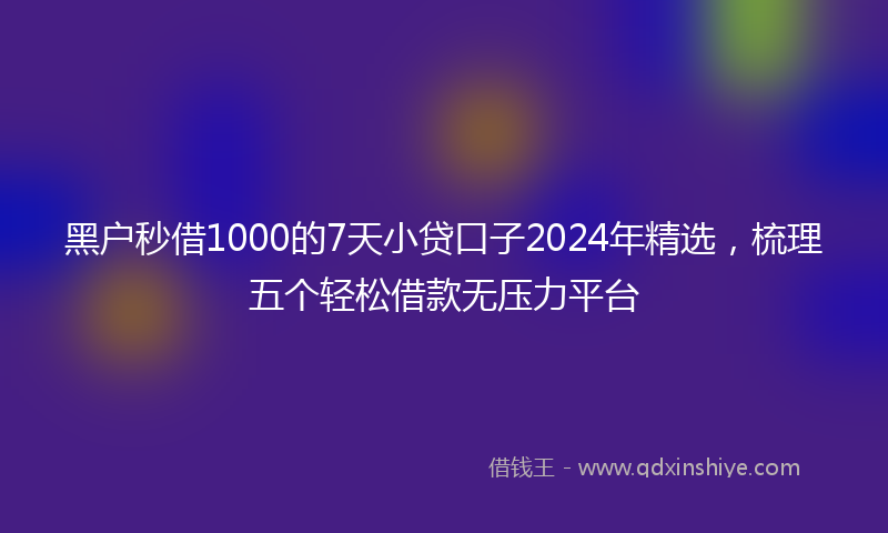 黑户秒借1000的7天小贷口子2024年精选，梳理五个轻松借款无压力平台