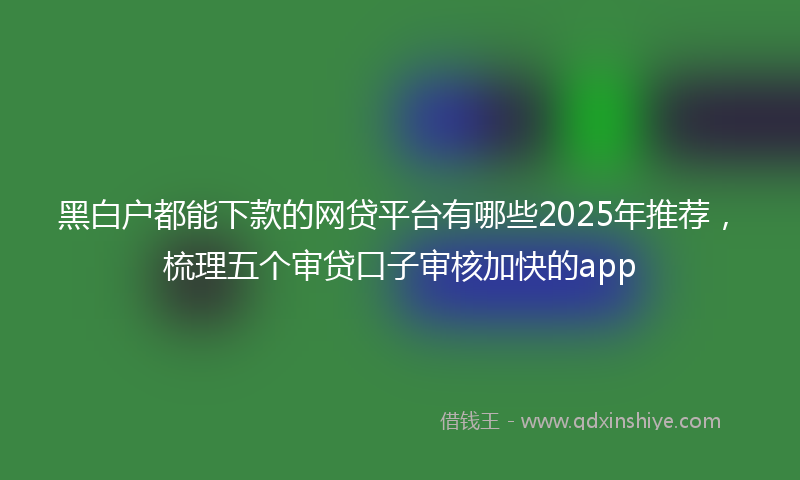 黑白户都能下款的网贷平台有哪些2025年推荐，梳理五个审贷口子审核加快的app