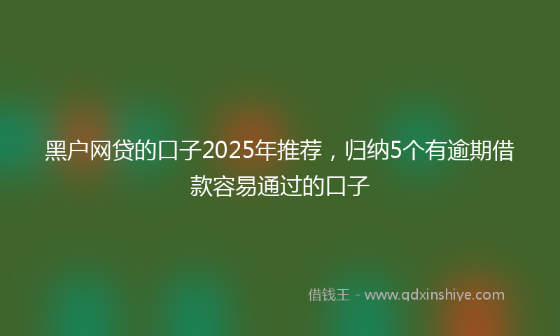 黑户网贷的口子2025年推荐，归纳5个有逾期借款容易通过的口子