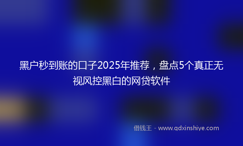 黑户秒到账的口子2025年推荐，盘点5个真正无视风控黑白的网贷软件