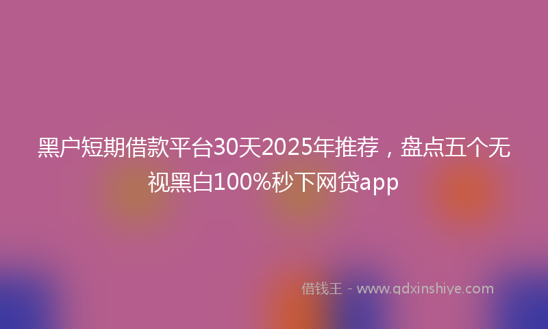 黑户短期借款平台30天2025年推荐，盘点五个无视黑白100%秒下网贷app