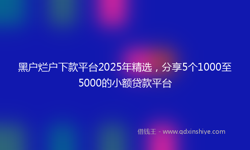 黑户烂户下款平台2025年精选，分享5个1000至5000的小额贷款平台