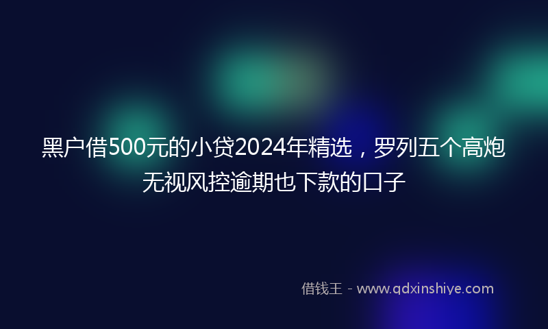 黑户借500元的小贷2024年精选，罗列五个高炮无视风控逾期也下款的口子