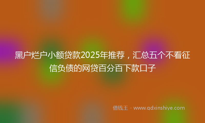 黑户烂户小额贷款2025年推荐，汇总五个不看征信负债的网贷百分百下款口子