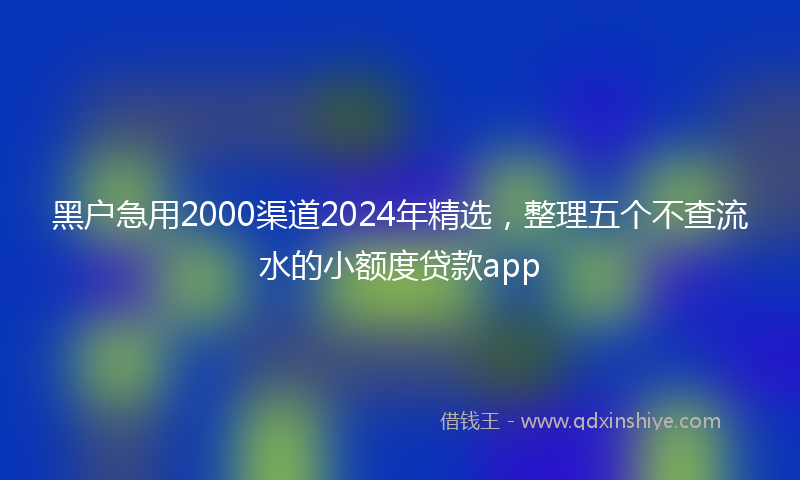 黑户急用2000渠道2024年精选，整理五个不查流水的小额度贷款app