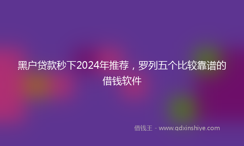 黑户贷款秒下2024年推荐，罗列五个比较靠谱的借钱软件