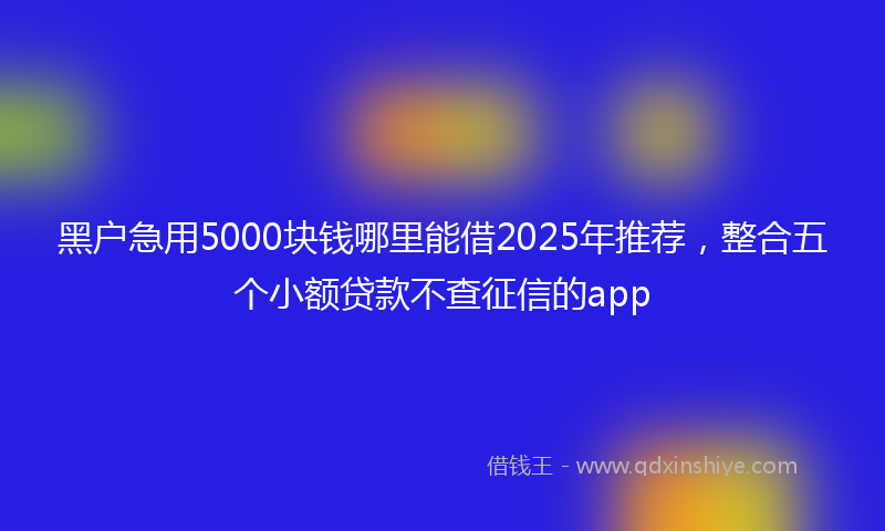 黑户急用5000块钱哪里能借2025年推荐，整合五个小额贷款不查征信的app