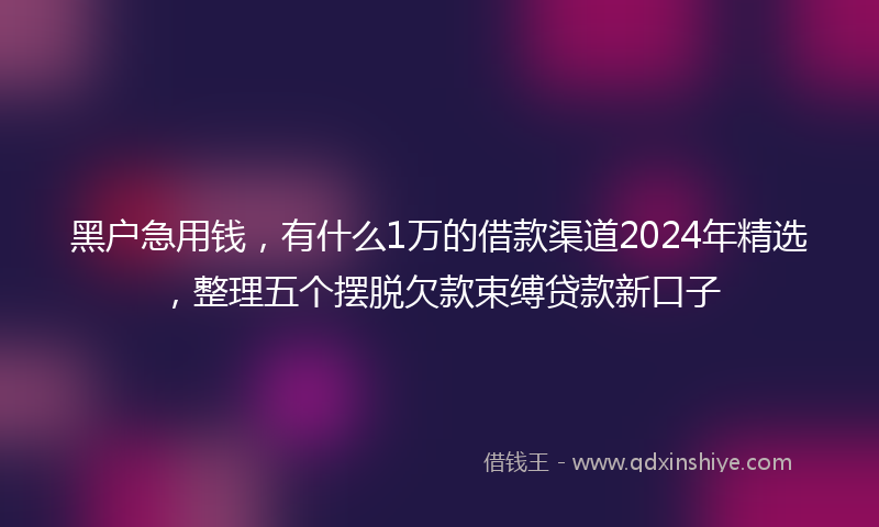 黑户急用钱，有什么1万的借款渠道2024年精选，整理五个摆脱欠款束缚贷款新口子
