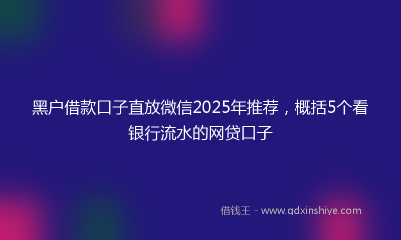 黑户借款口子直放微信2025年推荐，概括5个看银行流水的网贷口子