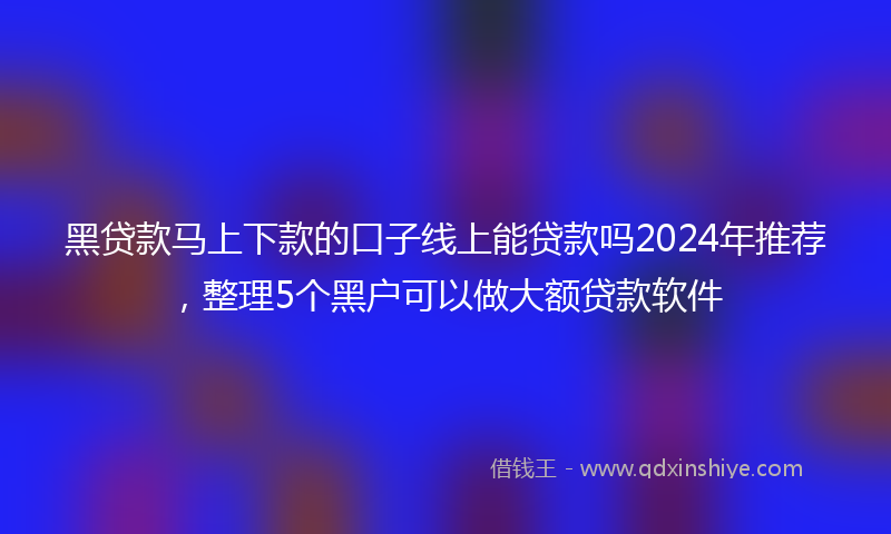 黑贷款马上下款的口子线上能贷款吗2024年推荐，整理5个黑户可以做大额贷款软件