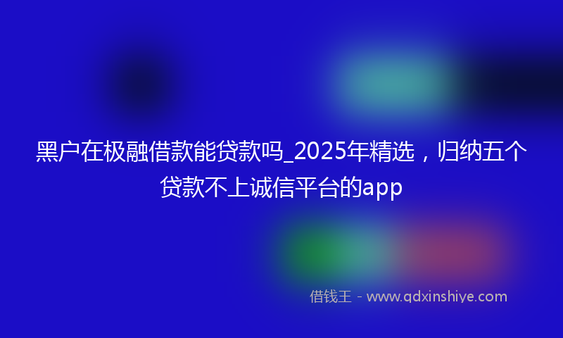 黑户在极融借款能贷款吗_2025年精选，归纳五个贷款不上诚信平台的app
