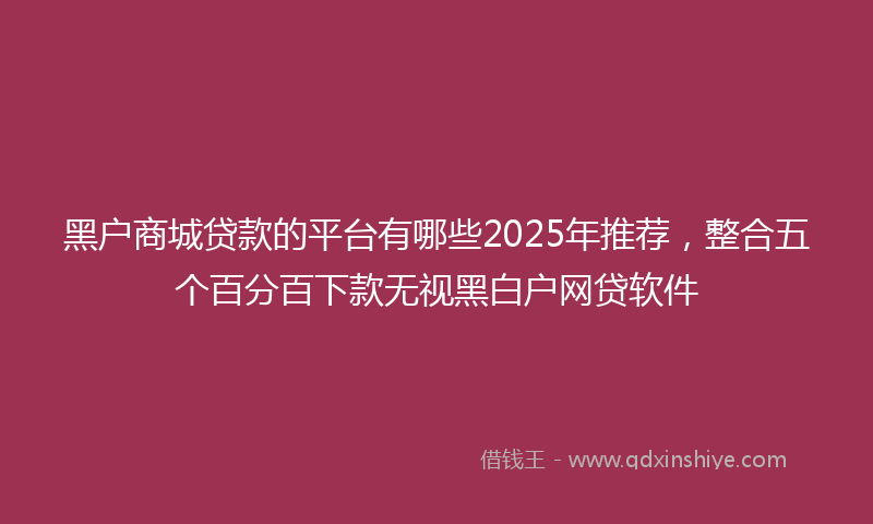 黑户商城贷款的平台有哪些2025年推荐，整合五个百分百下款无视黑白户网贷软件