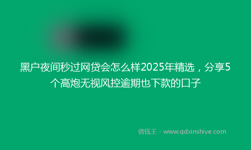 黑户夜间秒过网贷会怎么样2025年精选，分享5个高炮无视风控逾期也下款的口子