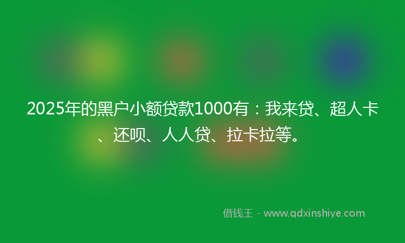 2025年的黑户小额贷款1000有：我来贷、超人卡、还呗、人人贷、拉卡拉等。
