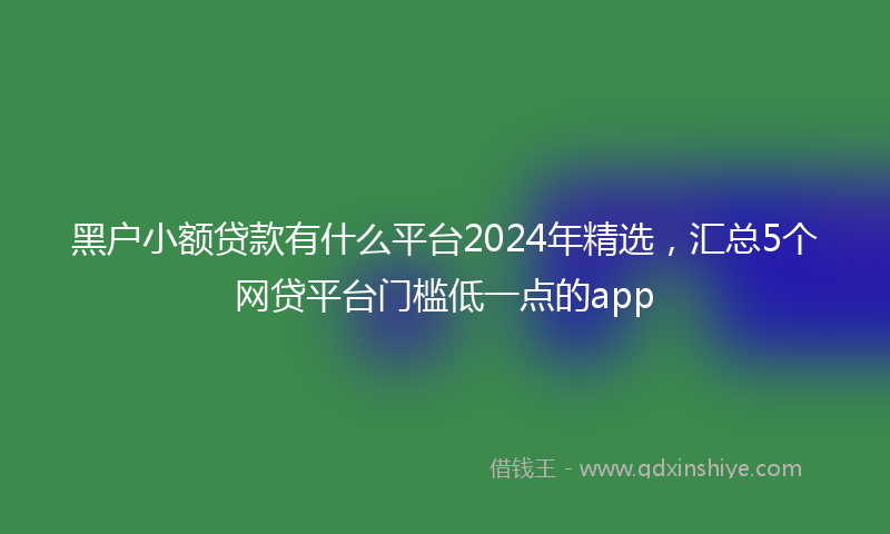 黑户小额贷款有什么平台2024年精选，汇总5个网贷平台门槛低一点的app