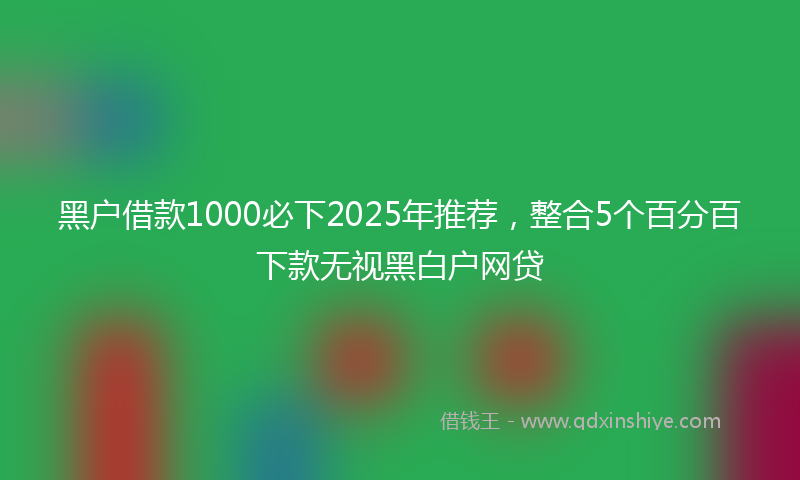 黑户借款1000必下2025年推荐，整合5个百分百下款无视黑白户网贷