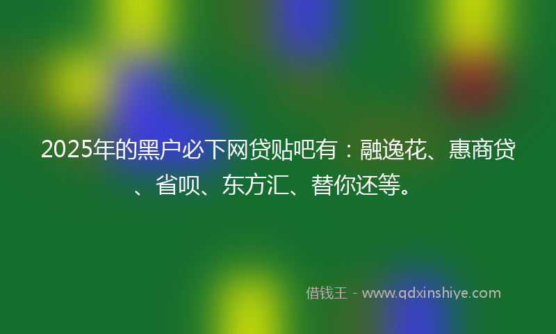 2025年的黑户必下网贷贴吧有：融逸花、惠商贷、省呗、东方汇、替你还等。