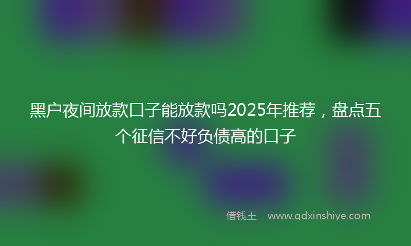 黑户夜间放款口子能放款吗2025年推荐，盘点五个征信不好负债高的口子