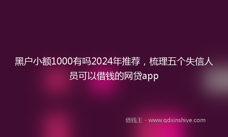 黑户小额1000有吗2024年推荐，梳理五个失信人员可以借钱的网贷app