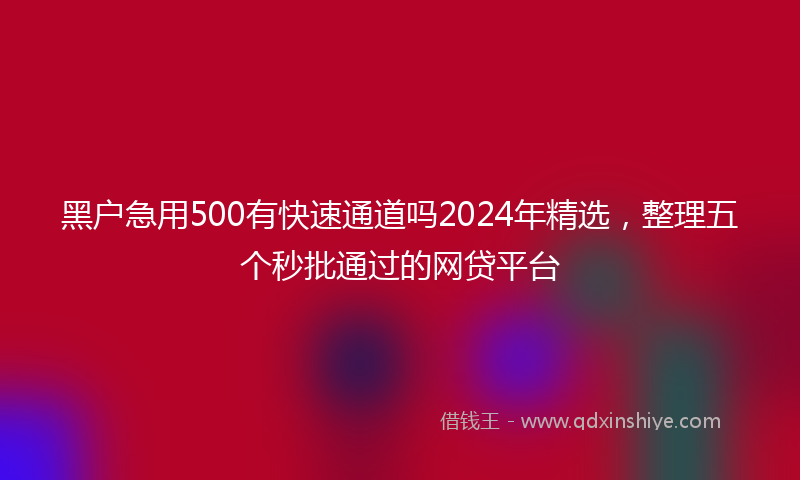 黑户急用500有快速通道吗2024年精选,整理五个秒批通过的网贷平台
