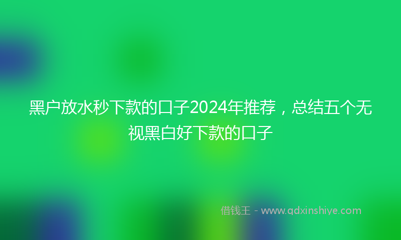 黑户放水秒下款的口子2024年推荐，总结五个无视黑白好下款的口子