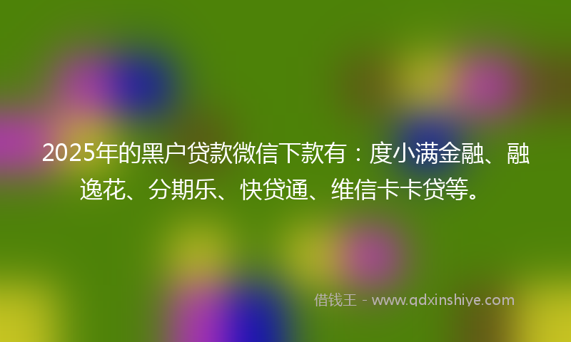 2025年的黑户贷款微信下款有：度小满金融、融逸花、分期乐、快贷通、维信卡卡贷等。