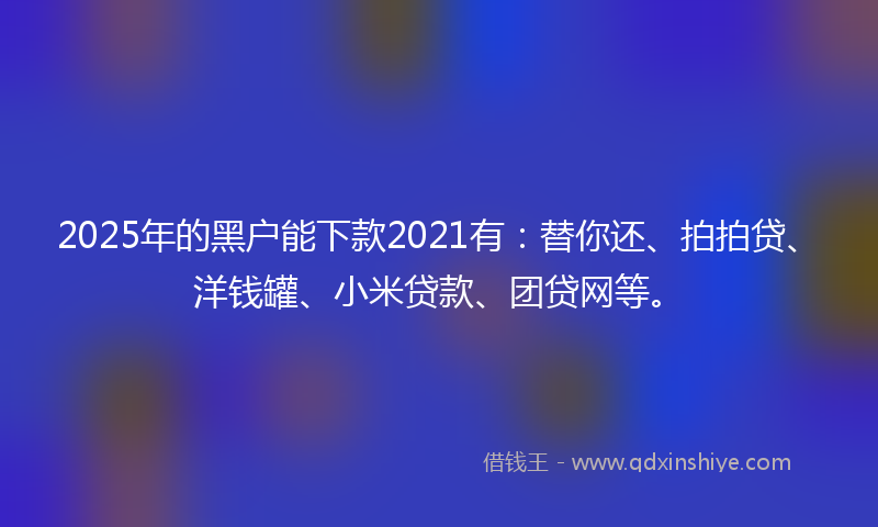 2025年的黑户能下款2021有：替你还、拍拍贷、洋钱罐、小米贷款、团贷网等。