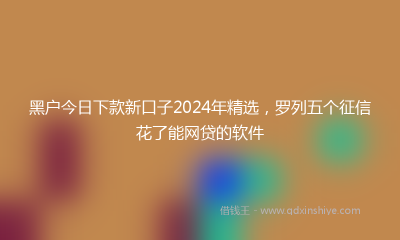 黑户今日下款新口子2024年精选，罗列五个征信花了能网贷的软件
