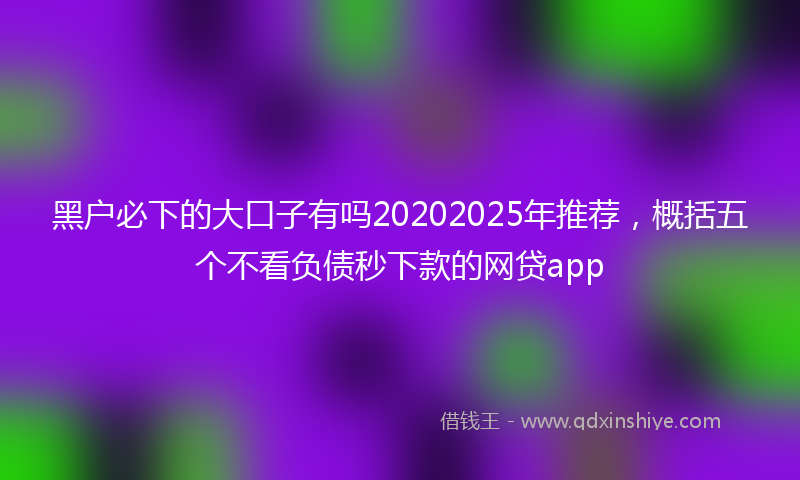 黑户必下的大口子有吗20202025年推荐，概括五个不看负债秒下款的网贷app