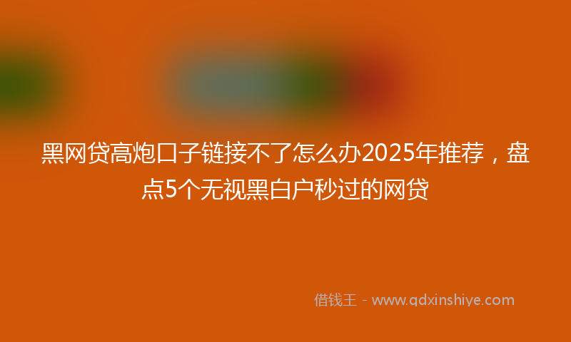 黑网贷高炮口子链接不了怎么办2025年推荐，盘点5个无视黑白户秒过的网贷