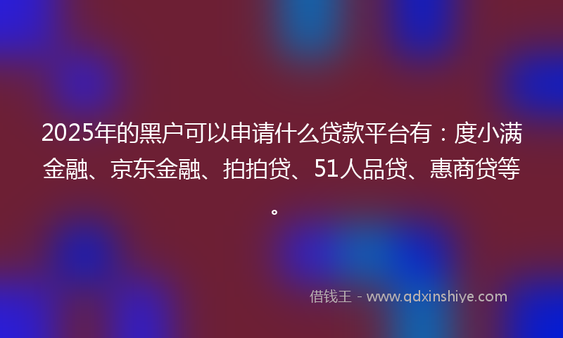 2025年的黑户可以申请什么贷款平台有：度小满金融、京东金融、拍拍贷、51人品贷、惠商贷等。
